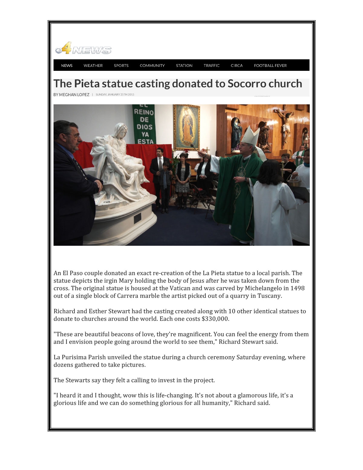 4 news El Paso, TX Socorro Mission Jan 2015