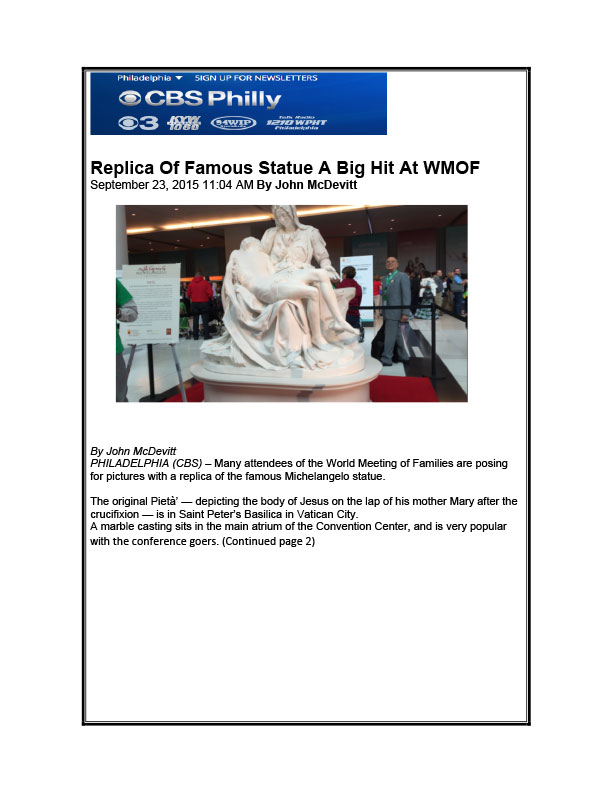 CBS Philly World Meeting of Families September 23, 2015