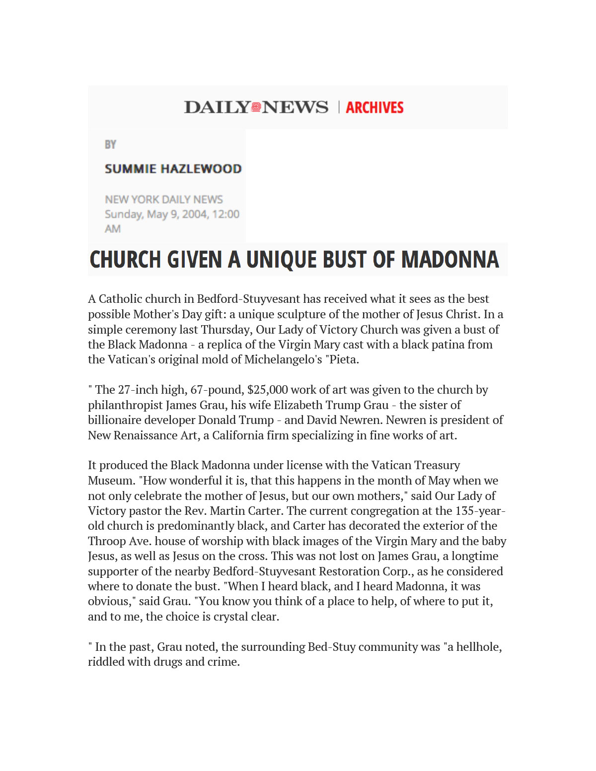 Daily News, New York, May, 2004
