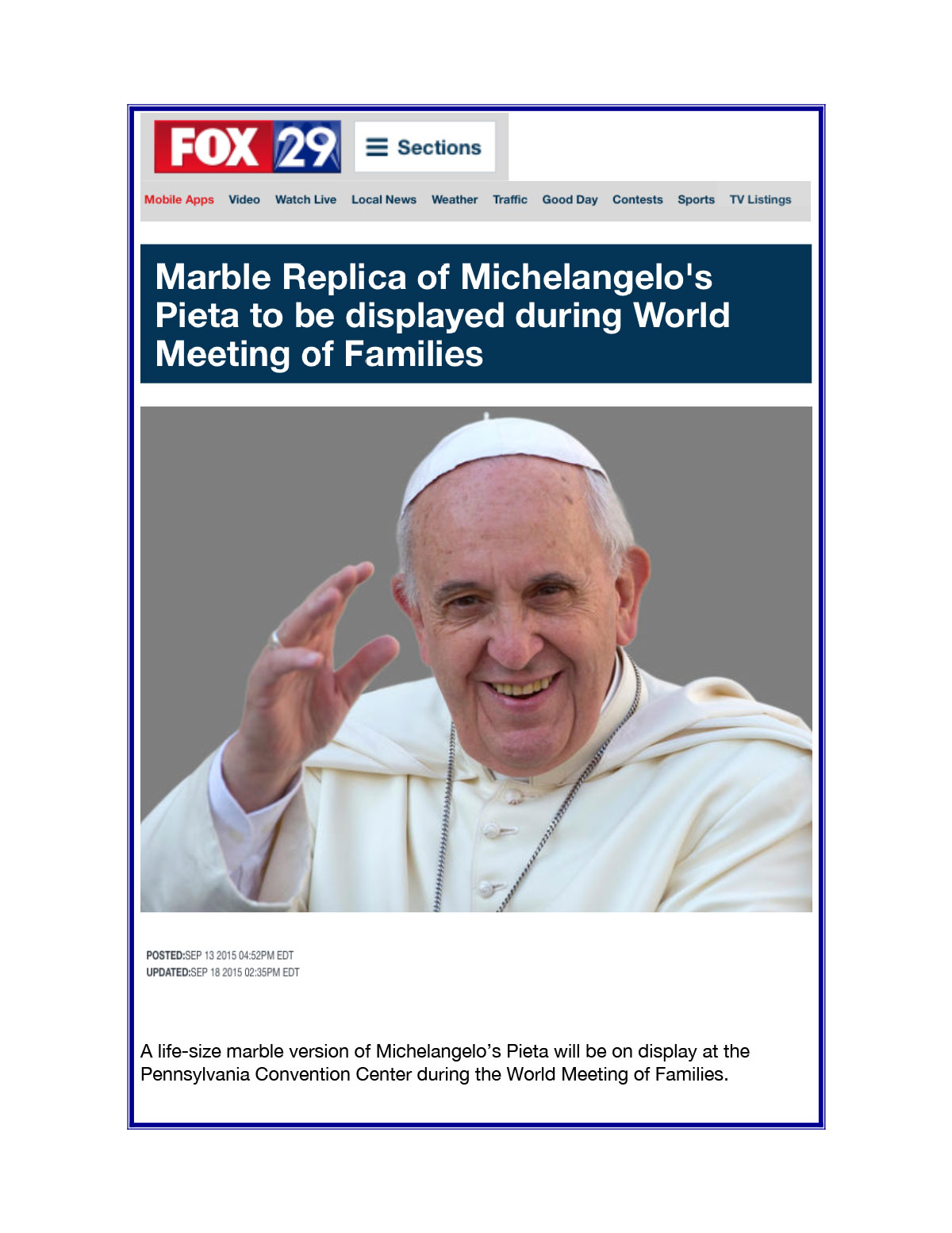 Fox News World Meeting of Families Sep 13 2015