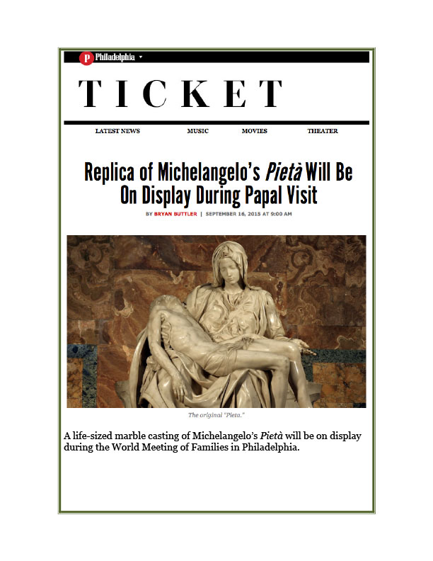 Philadelphia Ticket Papal Visit September 16, 2015