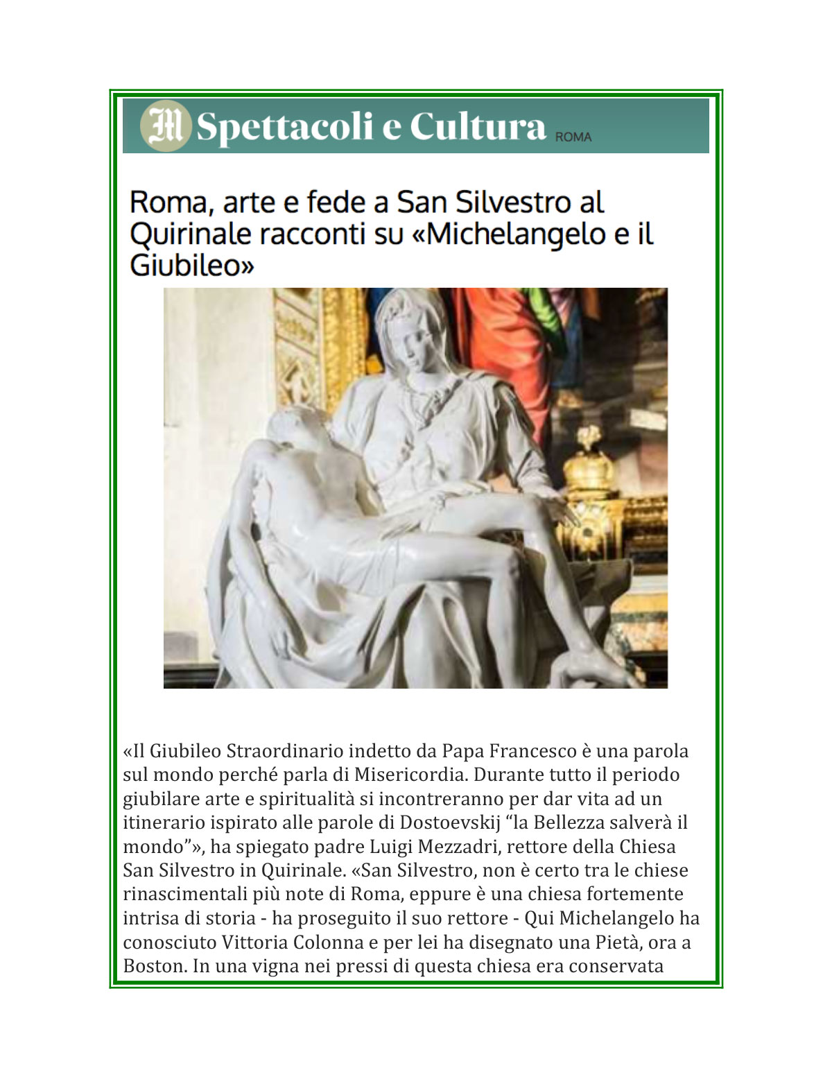 Roma, arte e fede a San Silvestro al Quirinale December 3, 201