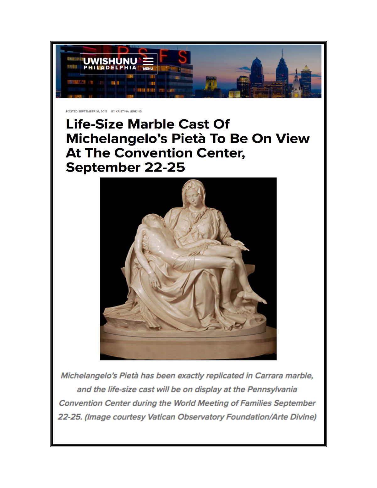 UWISHUNU World Meeting of Families Sept. 16, 2015