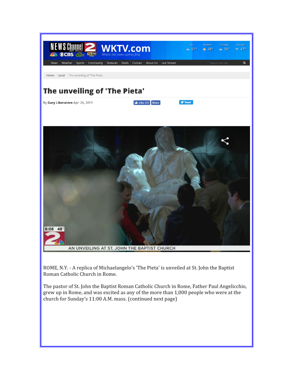 WKTV 2 News Rome, NY April 2015