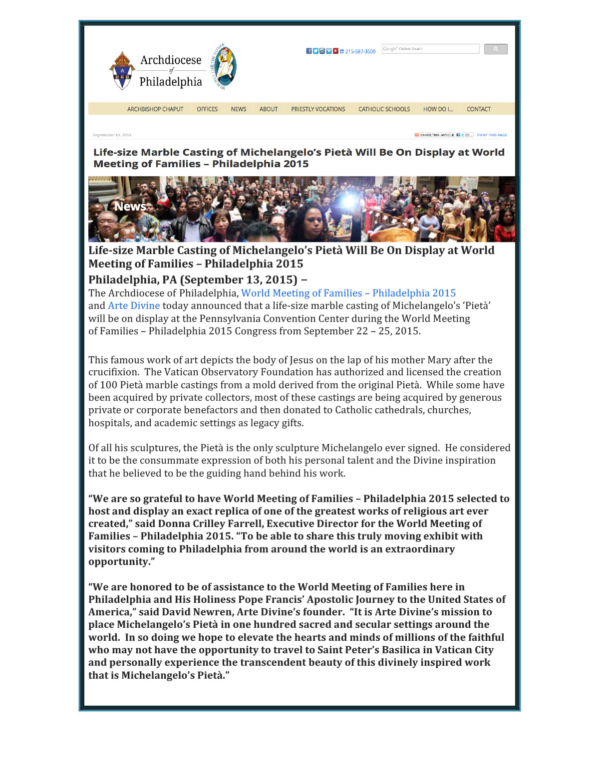 World Family of Meeting, Philadelphia 2015