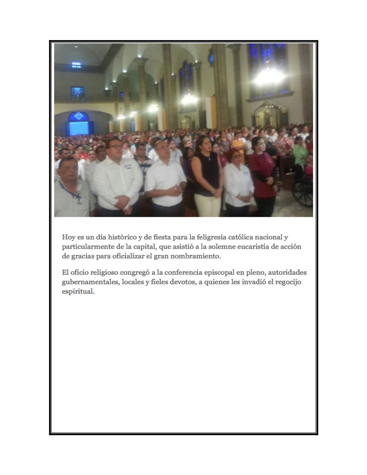 Mas noticias Basilica de Suyapa Honduras Oct 2015
